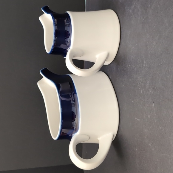 VGT, Japan,Noritake Primastone Set Of 2 Creamer/Gravy Boat, Cobalt Blue/White. - Picture 3 of 9